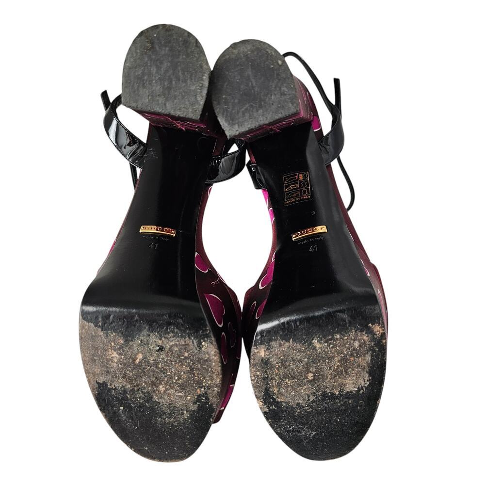 Gucci Claudie Horsebit Platform Block Heel Sandal Size 41 US 11 Pink Heart - Picture 6 of 8